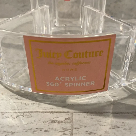 Juicy Couture Home Cherry Hearts Print Acrylic 360 Spinner Cosmetics Holder - Picture 4 of 10
